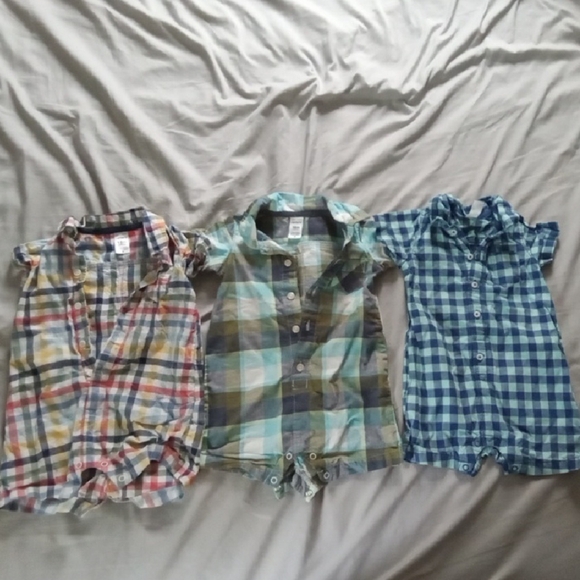 Carters Plaid Baby Rompers Set 18mo 100% Cotton - Picture 1 of 4